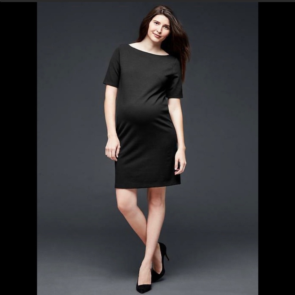 Gap black boatneck ponte t-shirt dress gap maternity